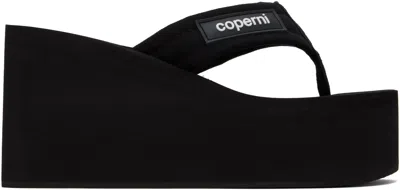 Coperni Wedge Heel Platform Sandals With Thong Strap In Black