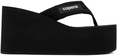 COPERNI BLACK BRANDED WEDGE SANDALS