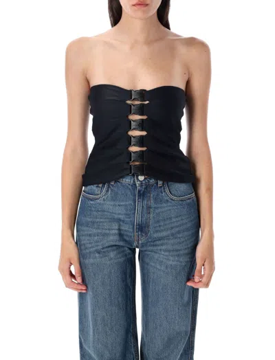 COPERNI WOMEN BLACK BUCKLE TOP, M LUXURY TOPS FOR WOMEN DARVEYS