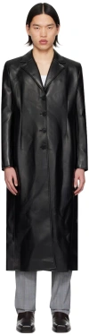 Coperni Black Button Faux-leather Coat In Black