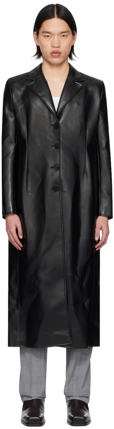 Coperni Black Button Faux-leather Coat