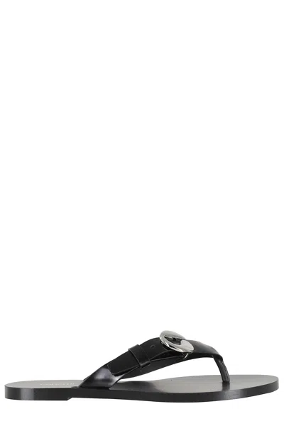 Coperni Black C Logo Flip Flops Side-logo Leather Sandals