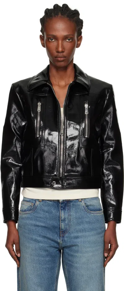 COPERNI BLACK CACTUS FAUX-LEATHER JACKET