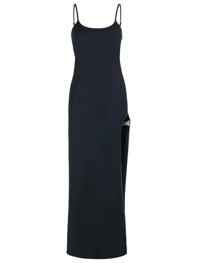 Coperni Long Cotton Blend Dress With Side Slit In Black