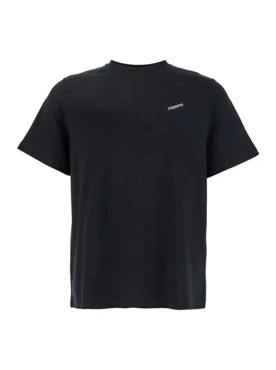 Coperni Black Crewneck T-shirt With Print On The Front In Cotton Man