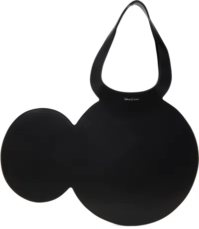 Coperni Mickey Black Handbag With Cut-out Handle And Logo Lettering On The Front In Leather