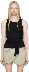 Coperni Black Distressed Rose Rib Tank Top