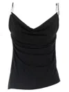 Coperni Draped Neckline Sleeveless Side Slit Top In Black