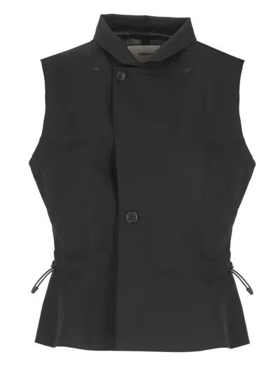 Coperni Black Drawstring Wool-blend Vest In Brown