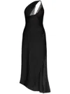 Coperni Asymmetric Black Satin Dress With Lace Details In Black