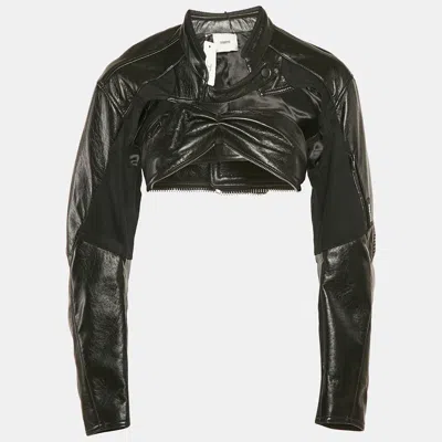 Pre-owned Coperni Black Faux Leather Cut-out Cropped Biker Jacket S