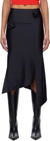 Coperni Black Flower Midi Skirt In Black