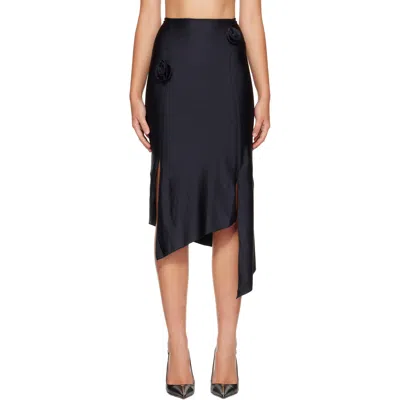 Coperni Black Flower Midi Skirt