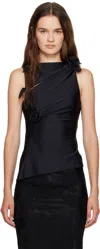 Coperni Asymmetric Stretch Jersey Top In Black