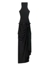 Coperni Black Long Dress Featuring A Belted Waist In Black