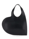 Coperni Black Heart Shaped Shoulder Bag With Cut-out On The Handle In Suede Woman In Black