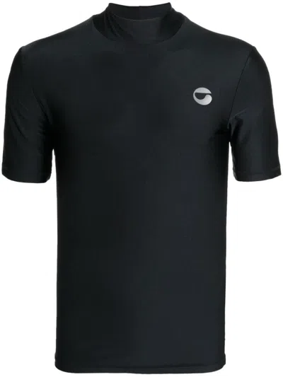 COPERNI BLACK LOGO-PRINT MOCK NECK T-SHIRT