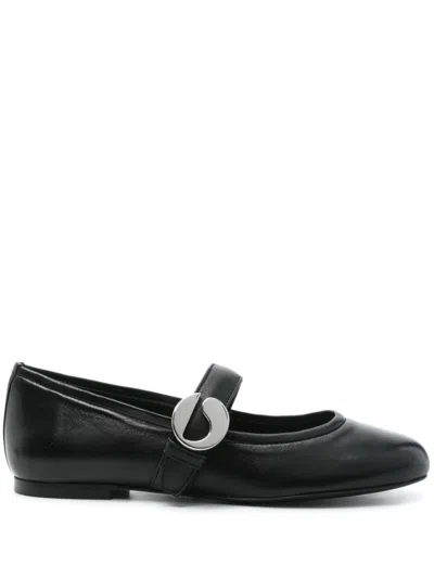 COPERNI COPERNI BLACK LEATHER BALLERINA FLATS WITH STRAP