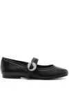 Coperni Calf Leather Ballerinas In Black With Logo-buckle Fastening