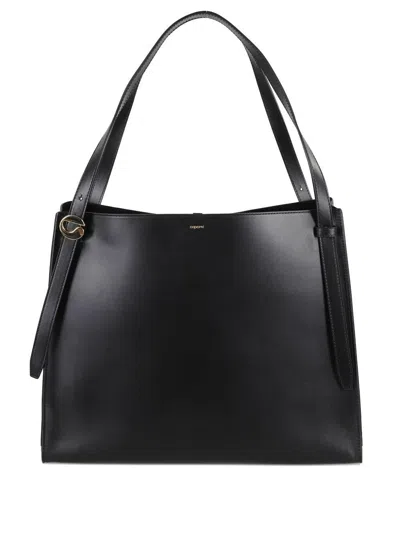 COPERNI BLACK LEATHER 'BELT' TOTE BAG COPERNI