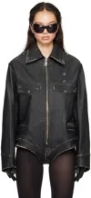 Coperni Long-sleeved One-piece Leather Jacket In Black