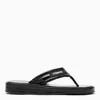 Coperni Logo-appliquéd Rubber-trimmed Croc-effect Patent Leather Flip Flops In Black