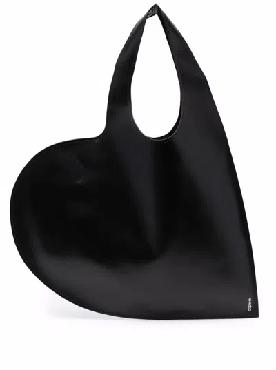 Coperni Black Leather Heart Handbag
