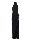 Coperni Women Black Long Dress With Open Back And Logo Belt At The Waist In Fabric Woman In Black
