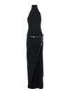 Coperni Women Black Long Dress With Open Back And Logo Belt At The Waist In Fabric Woman In Black