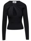 Coperni Black Long-sleeve Top With Twisted Cut-out Detail In Viscose Woman In Black