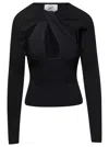 Coperni Black Long-sleeve Top With Twisted Cut-out Detail In Viscose Woman