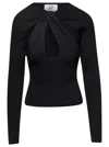 Coperni Black Long-sleeve Top With Twisted Cut-out Detail In Viscose Woman In Black