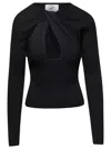 Coperni Black Long-sleeve Top With Twisted Cut-out Detail In Viscose Woman In Multicolor