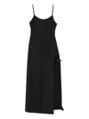 Coperni Midi Dress With Spaghetti Straps And Side Split In Black