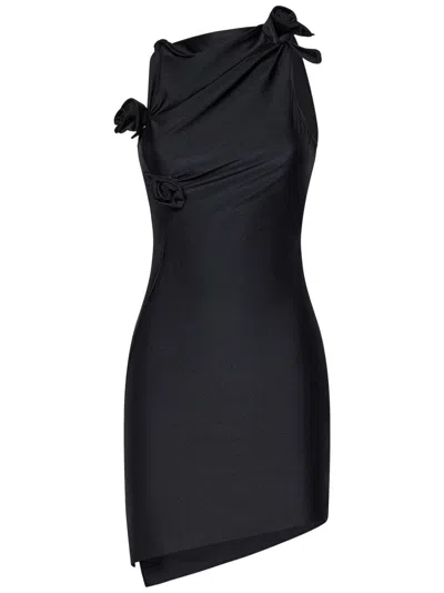 Coperni Black Mini Dress With Knotted Floral Details