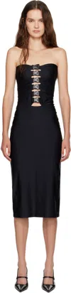 Coperni Black Multi Buckle Midi Dress In Black