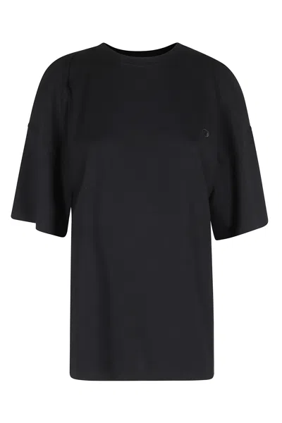 Coperni Black Open Shoulder Ribbed-trim Cotton-blend T-shirt