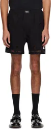 Coperni Black Petal Embroidered Cut-out Shorts In Black
