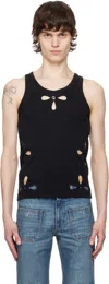 Coperni Black Petal Embroidered Tank Top In Black