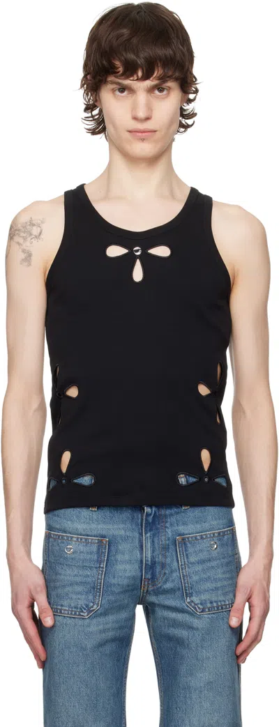 Coperni Black Petal Embroidered Tank Top