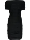 Coperni Pleated Mini Dress With Ruched Bodice In Black