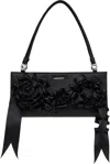 Coperni Black Pleated Ribbon Satin Pochette Bag In Black