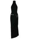 Coperni Women Black Long Dress With Open Back And Logo Belt At The Waist In Fabric Woman In Black