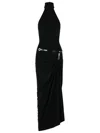 Coperni Women Black Long Dress With Open Back And Logo Belt At The Waist In Fabric Woman In Black