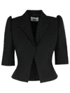Coperni Cropped Slim-fit Tailored Jacket With Puff Sleeves In Black