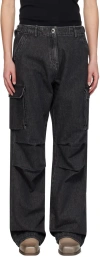 Coperni Black Open Knee Jeans In Washed Black