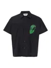 Coperni Black Shirt With Classic Collar And Print On The Front In Cotton Man In Black