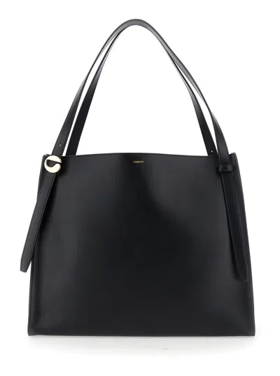 Coperni Black Shoulder Bag With Logo Detail And Logo Lettering On The Front In Leather Woman