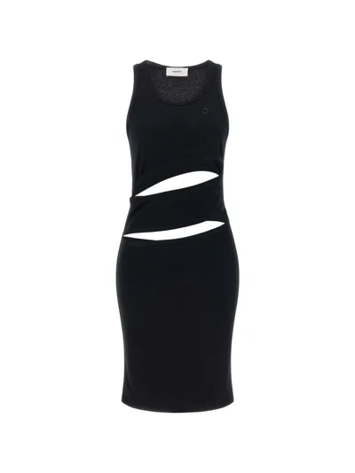 Coperni Black Sleeveless Cut-out Dresses In Blue