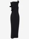 Coperni Embellished Asymmetric Flower Gown In Black
